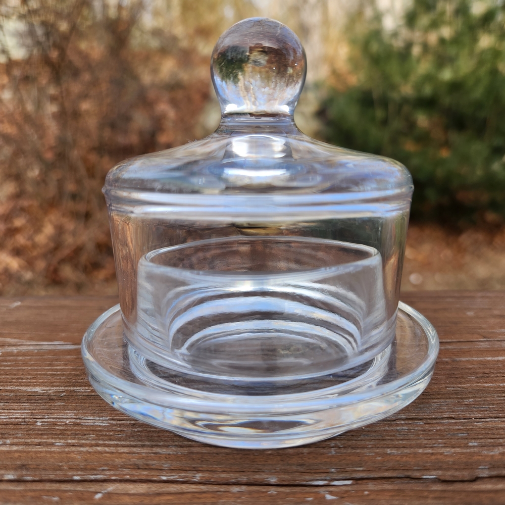 Cloche Domed Clear Glass Mini Butter Dish / Jewelry Dish